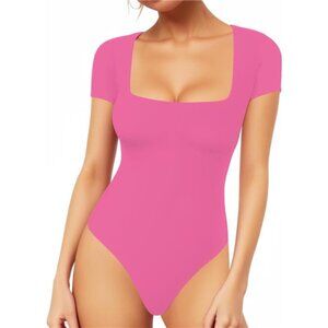 Women's Bodysuit Short Sleeve Shirt Tops Blush